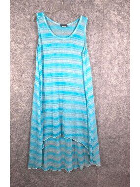 Jordan Taylor Women's Sleeveless Cover up Maxi Dress stripped teal Size M